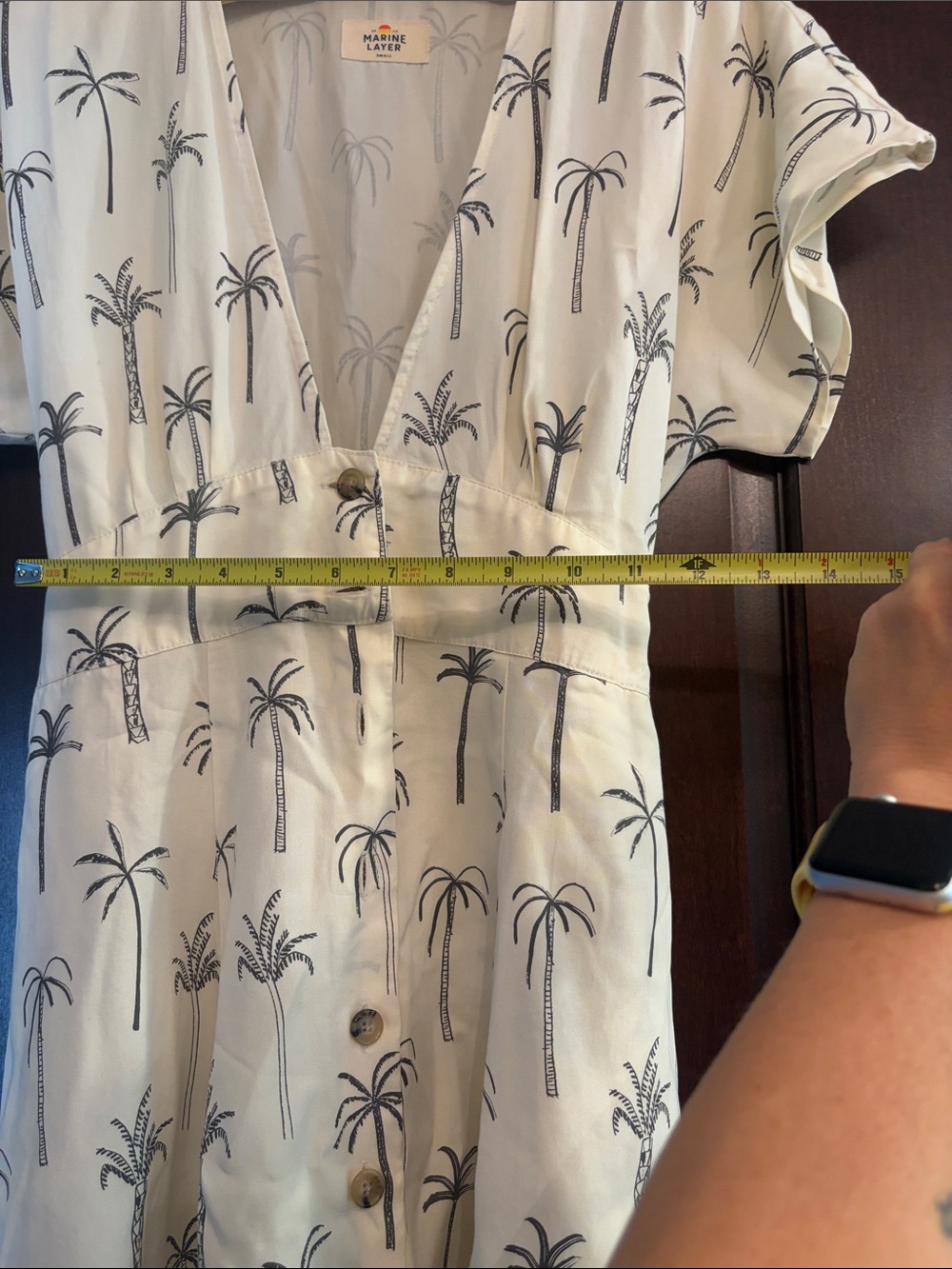 Marine Layer Cream Mini Dress with Black Palm Print - Picture 14 of 16
